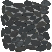 RIVERA PEBBLES - 12X12, BLACK FLAT, HONED